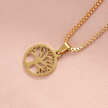 Stainless Steel Casual Simple Style Life Tree Pendant Necklace