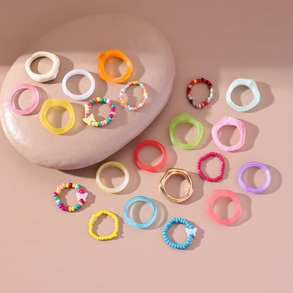 Wholesale Jewelry Simple Style Butterfly Resin Glass Irregular Rings