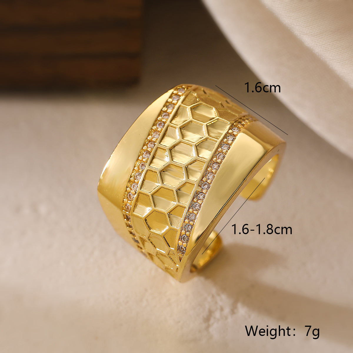 Wholesale Simple Style Geometric Copper Plating Inlay Zircon Open Rings