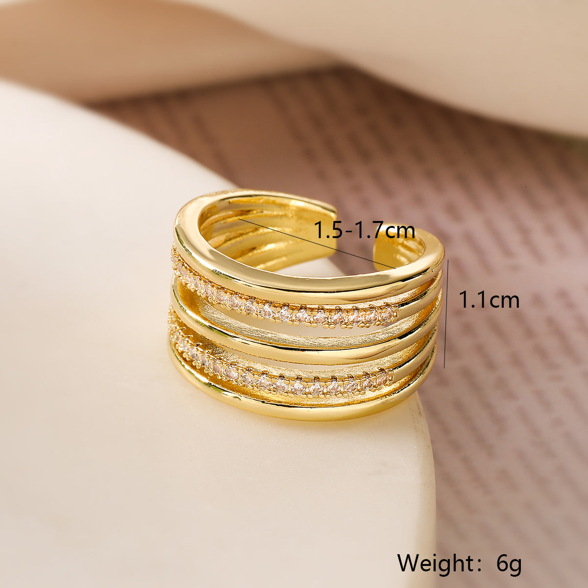 Wholesale Simple Style Geometric Copper Plating Inlay Zircon Open Rings