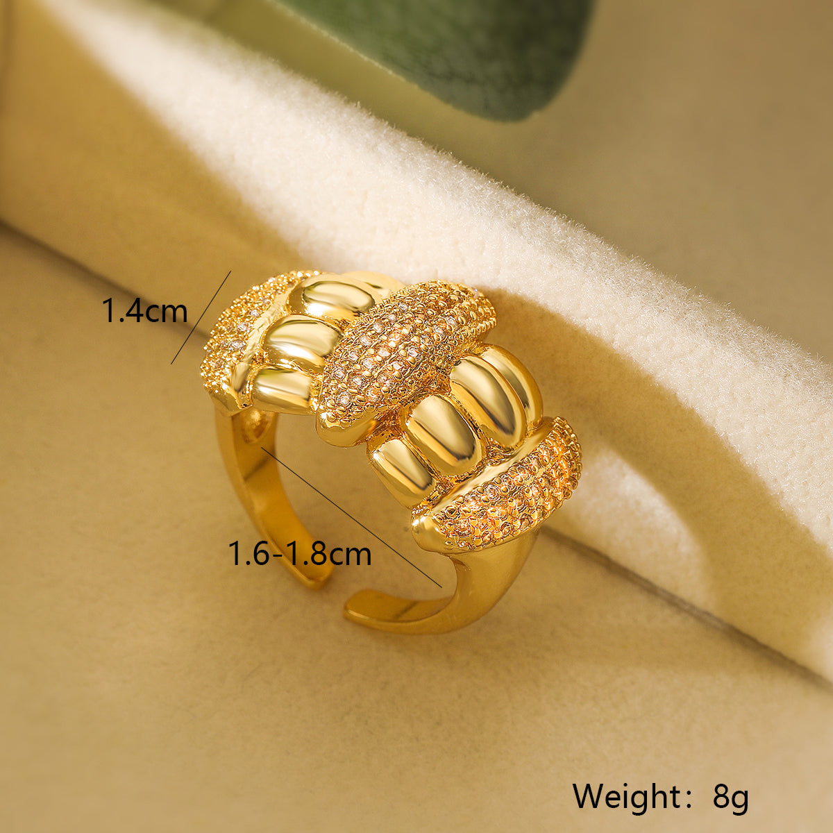 Wholesale Simple Style Geometric Copper Plating Inlay Zircon Open Rings