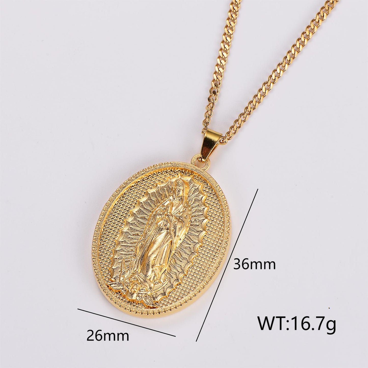 Stainless Steel Vintage Style Oval Pendant Necklace