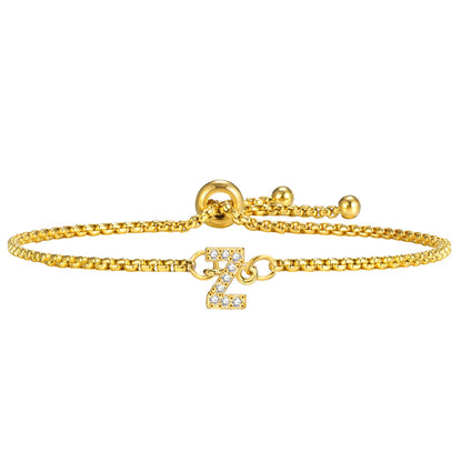 Stainless Steel Ig Style Letter Zircon Bracelets