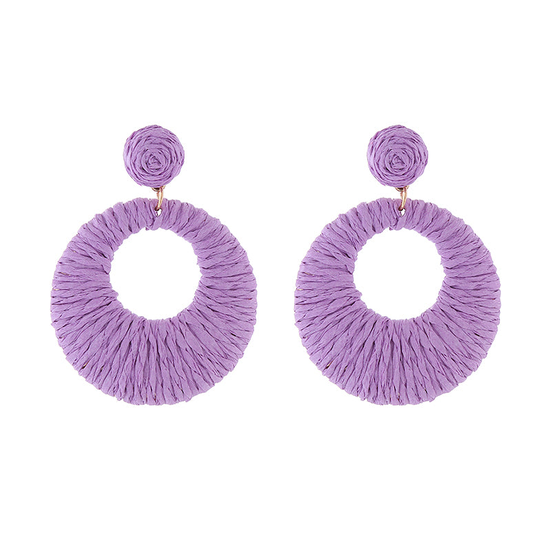 1 Pair Elegant Luxurious Circle Hollow Out Alloy Raffia Drop Earrings