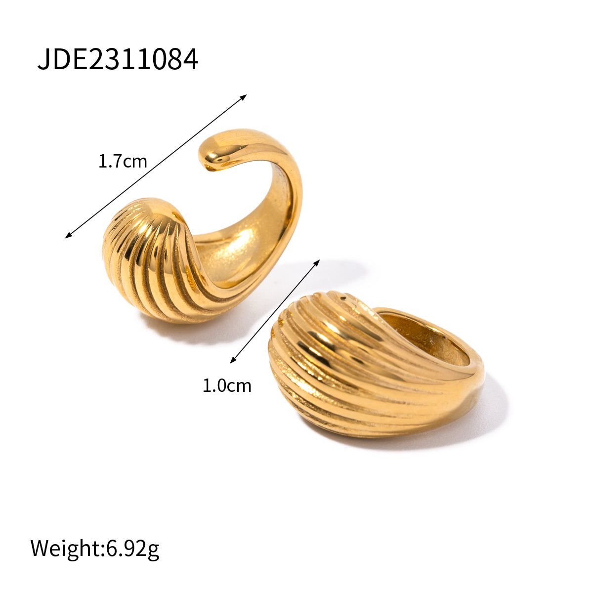 1 Pair Ig Style Stripe Plating Stainless Steel 18k Gold Plated Ear Cuffs