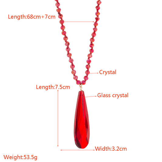 Elegant Glam Water Droplets Artificial Crystal Glass Beaded Women's Sweater Chain