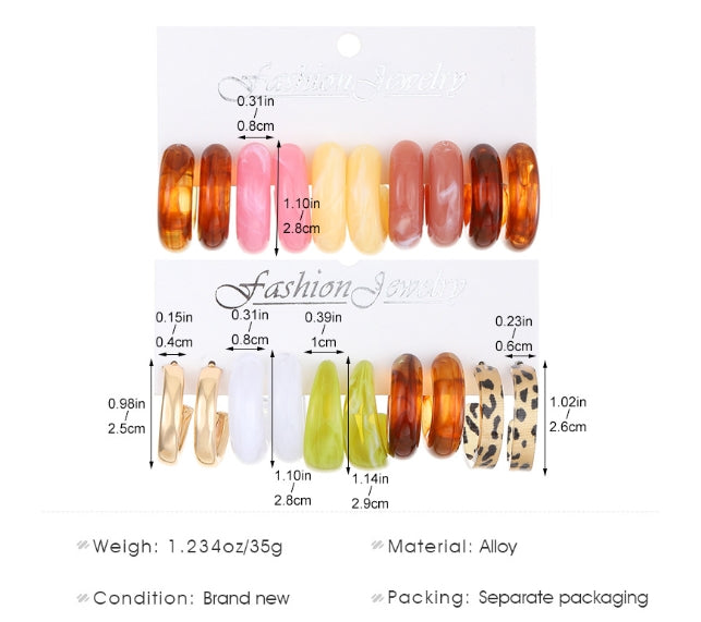 1 Set Simple Style C Shape Arylic Ear Studs