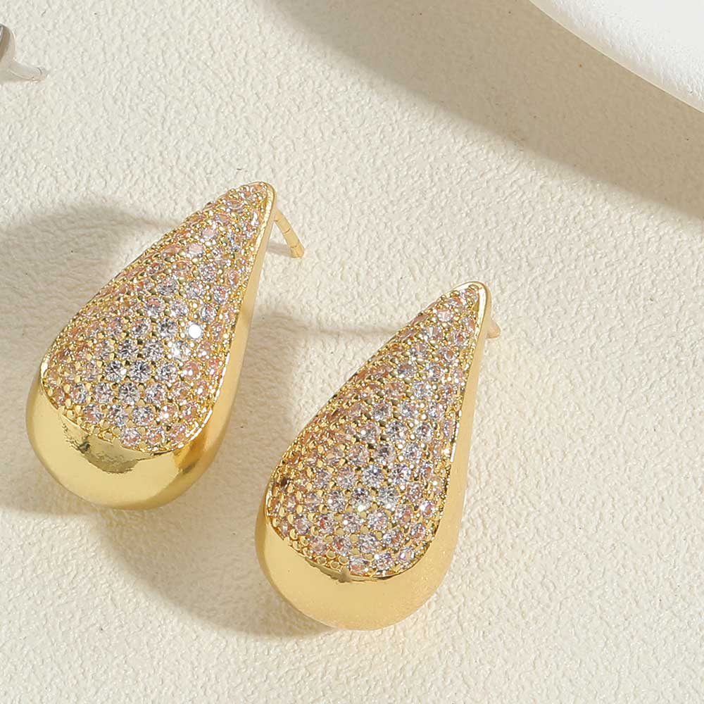 1 Pair Elegant Glam Water Droplets Plating Inlay Copper Zircon Earrings