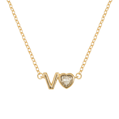 Vintage Style Simple Style Letter Heart Shape Alloy Plating Inlay Rhinestones Women's Pendant Necklace