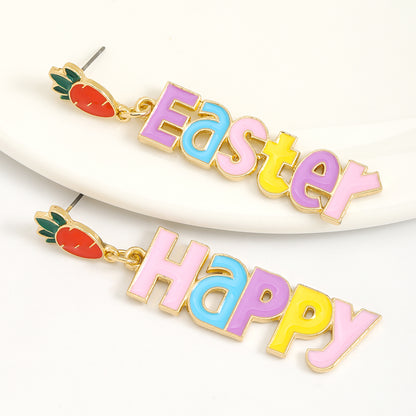 1 Pair Cute Rabbit Letter Tassel Plating Inlay Alloy Rhinestones Drop Earrings