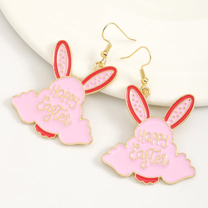 1 Pair Cute Rabbit Letter Tassel Plating Inlay Alloy Rhinestones Drop Earrings