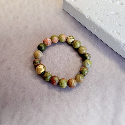 Simple Style Color Block Natural Stone Beaded Rings