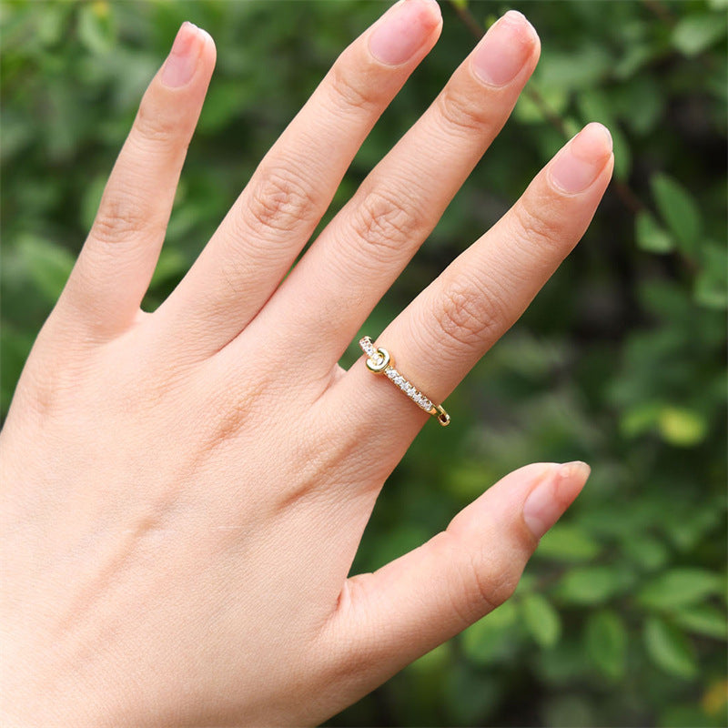 Wholesale Simple Style Letter Copper Open Rings