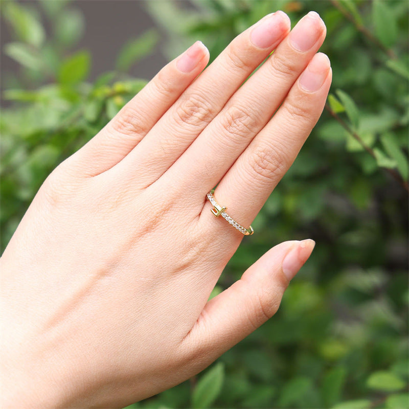 Wholesale Simple Style Letter Copper Open Rings