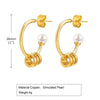 1 Pair Simple Style C Shape Plating Inlay Stainless Steel Artificial Pearls Ear Studs