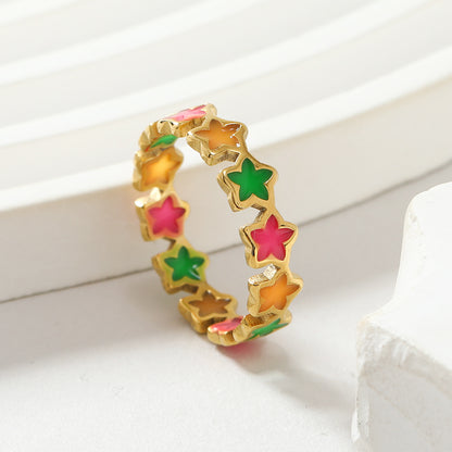 Stainless Steel Sweet Star Enamel Plating Rings