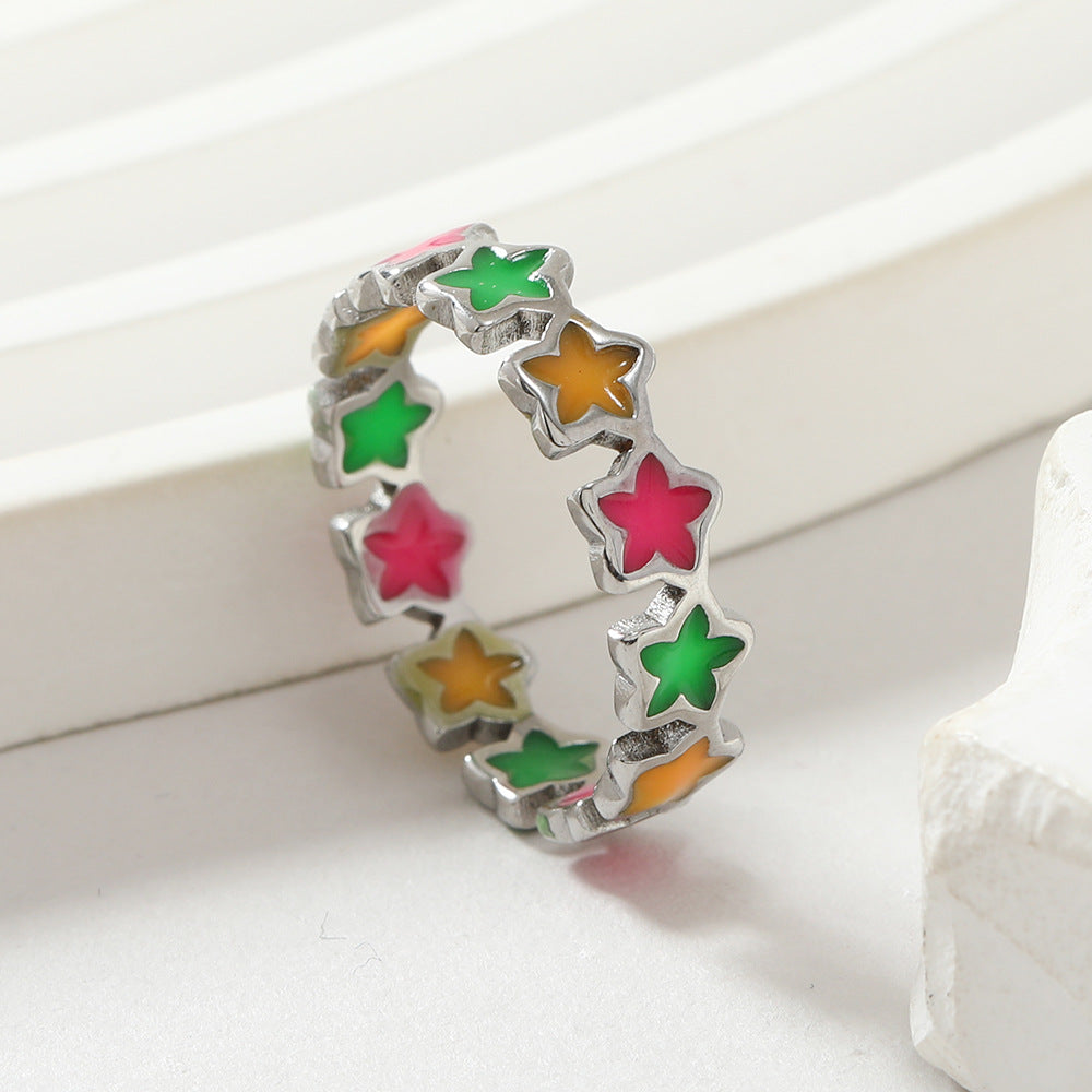 Stainless Steel Sweet Star Enamel Plating Rings