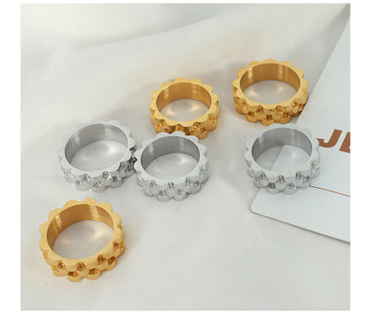 Titanium Steel Elegant Formal Simple Style Round Solid Color Plating Rings Bracelets Earrings