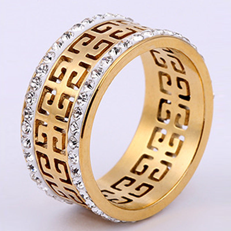 Stainless Steel Simple Style Geometric Plating Hollow Out Inlay Zircon Rings