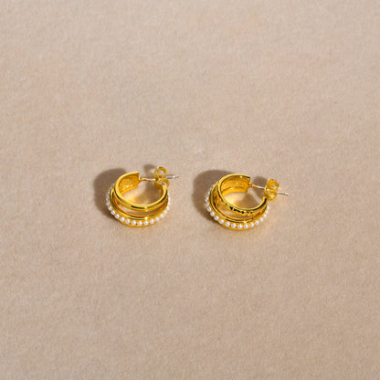 1 Pair Retro C Shape Plating Inlay Brass Artificial Pearls Ear Studs