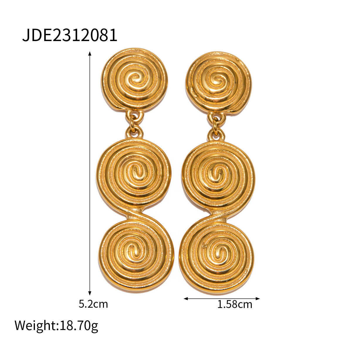 1 Pair Retro Round Plating Stainless Steel Drop Earrings