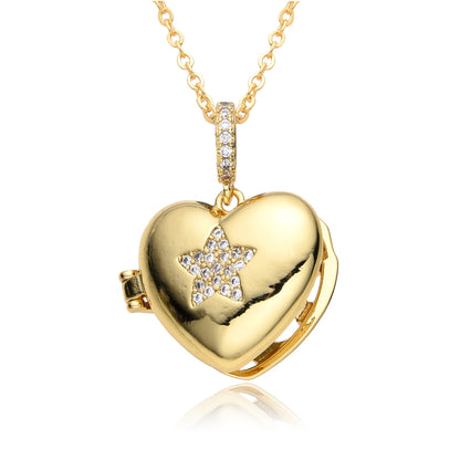 Copper IG Style Simple Style Round Letter Heart Shape Plating Inlay Zircon Pendant Necklace