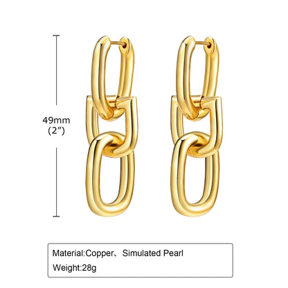 1 Pair Simple Style Classic Style Geometric Plating Brass Drop Earrings