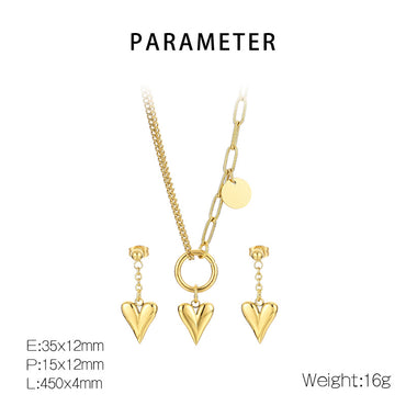 Titanium Steel Simple Style Heart Shape Jewelry Set