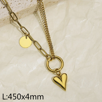 Titanium Steel Simple Style Heart Shape Jewelry Set