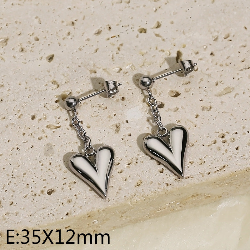 Titanium Steel Simple Style Heart Shape Jewelry Set