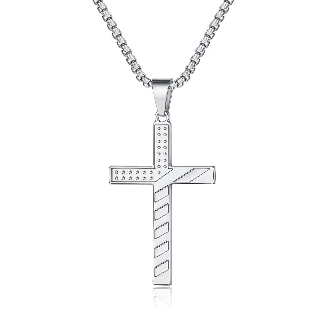 Stainless Steel Hip-hop Cross Plating Pendant Necklace