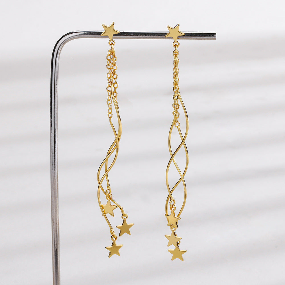 1 Pair Simple Style Star Copper Patchwork Drop Earrings