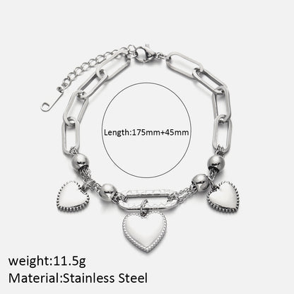 Elegant Simple Style Heart Shape Solid Color Stainless Steel Plating 14k Gold Plated Bracelets