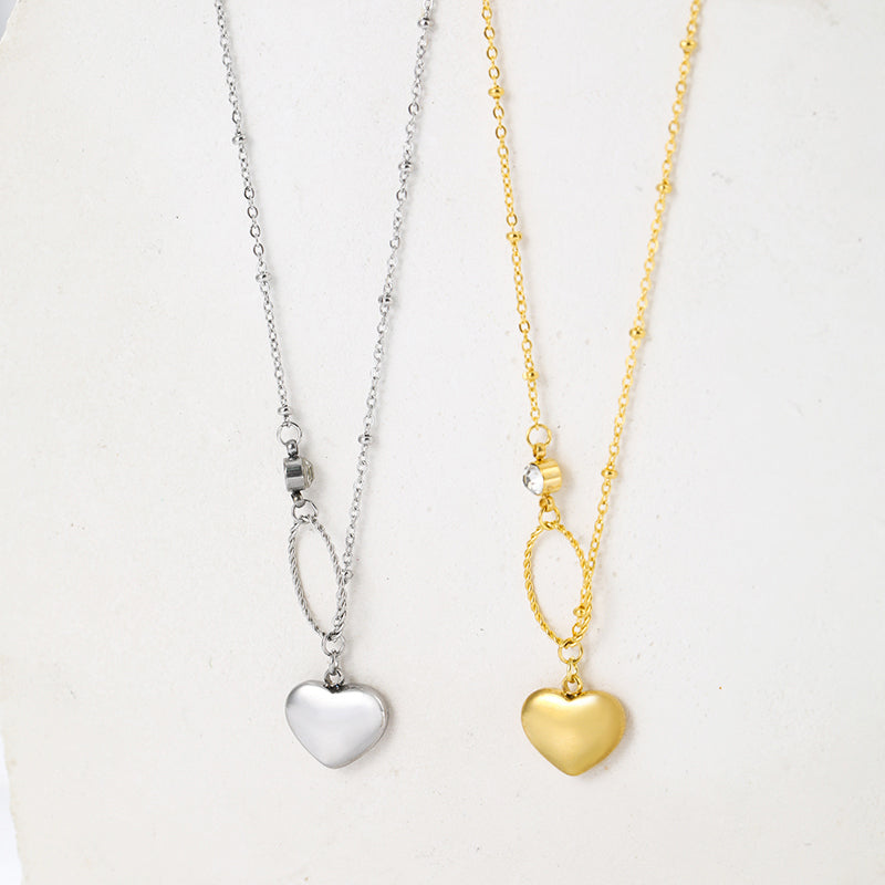 Elegant Simple Style Heart Shape Solid Color Stainless Steel Plating Inlay Zircon 18k Gold Plated Pendant Necklace