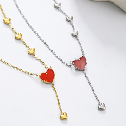 Elegant Simple Style Solid Color Stainless Steel Plating 18k Gold Plated Pendant Necklace