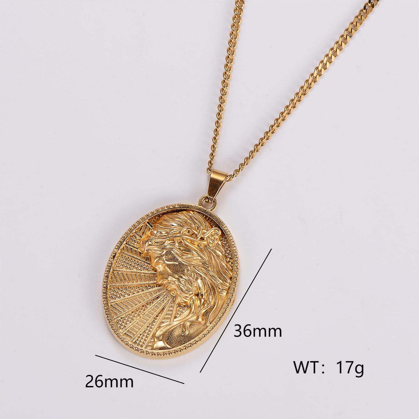 Stainless Steel Vintage Style Oval Pendant Necklace