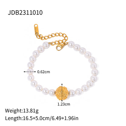 Stainless Steel Ig Style Pearl Solid Color Plating Bracelets