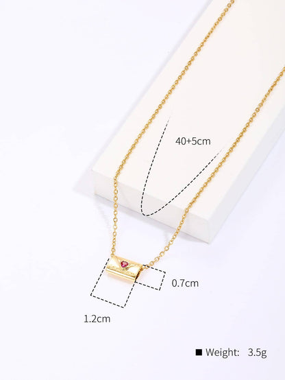 Elegant Shiny Envelope Bag Copper Plating Inlay Natural Stone Zircon 18k Gold Plated Necklace
