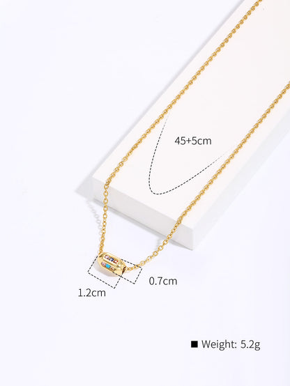Elegant Shiny Envelope Bag Copper Plating Inlay Natural Stone Zircon 18k Gold Plated Necklace