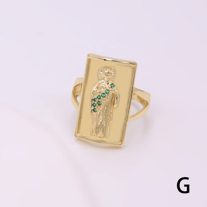 Vintage Style Simple Style Human Copper Enamel Plating Inlay Zircon 18k Gold Plated Rings