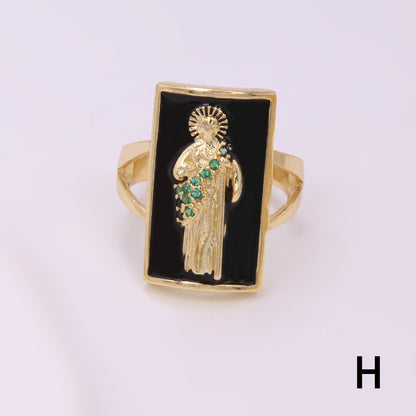 Vintage Style Simple Style Human Copper Enamel Plating Inlay Zircon 18k Gold Plated Rings