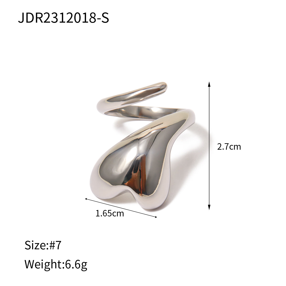 Stainless Steel IG Style Heart Shape Plating Open Rings