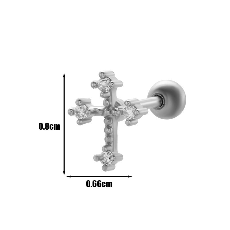 1 Piece Simple Style Geometric Plating Inlay Stainless Steel Zircon Ear Studs