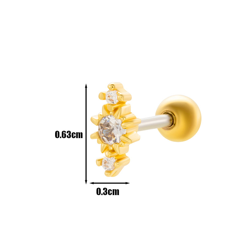 1 Piece Simple Style Geometric Plating Inlay Stainless Steel Zircon Ear Studs