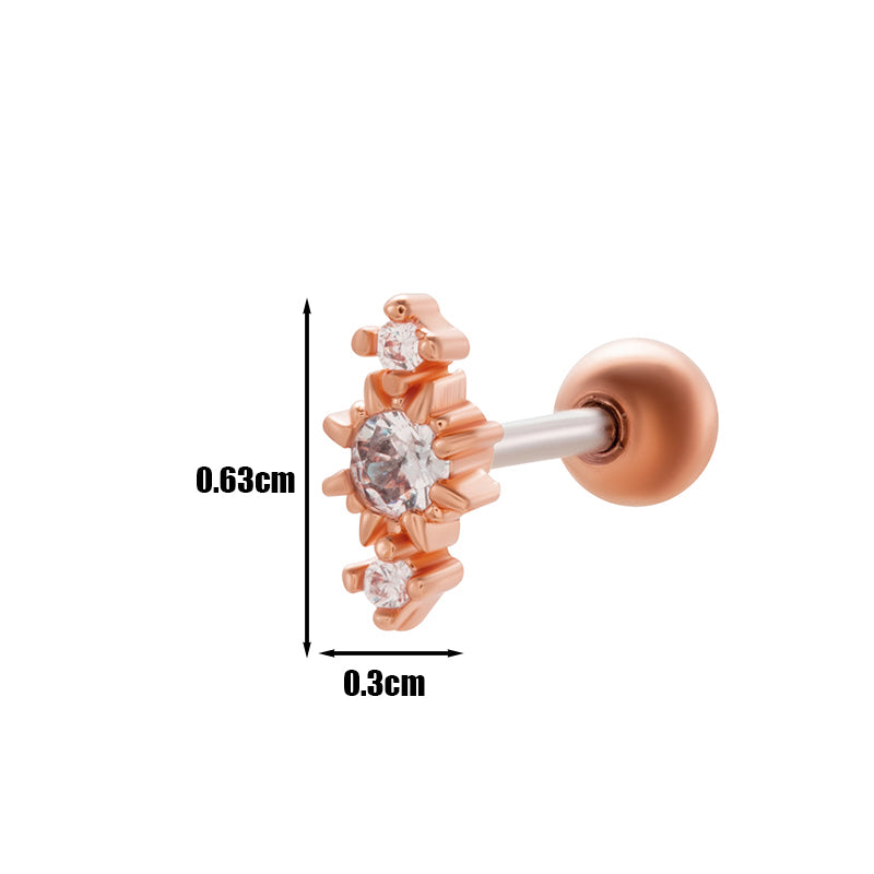 1 Piece Simple Style Geometric Plating Inlay Stainless Steel Zircon Ear Studs