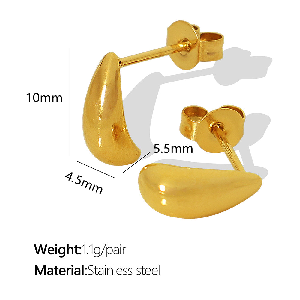 1 Pair Simple Style Water Droplets Plating Titanium Steel 18k Gold Plated Ear Studs