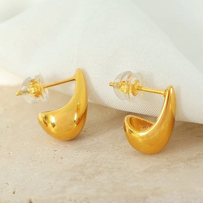 1 Pair Simple Style Water Droplets Plating Titanium Steel 18k Gold Plated Ear Studs