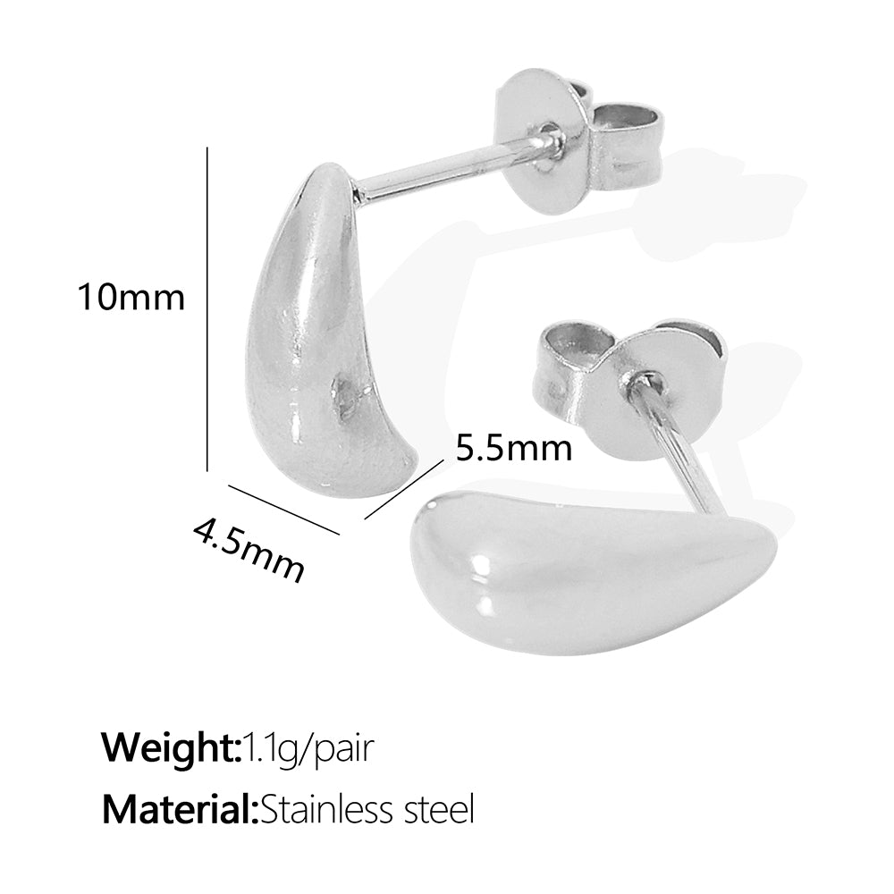 1 Pair Simple Style Water Droplets Plating Titanium Steel 18k Gold Plated Ear Studs