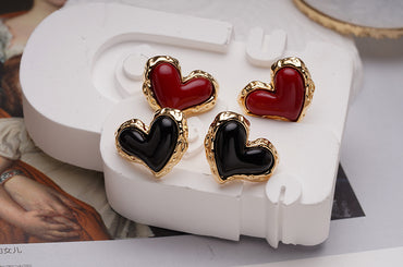 1 Pair Ig Style Heart Shape Plating Inlay Copper Gem Gold Plated Ear Studs