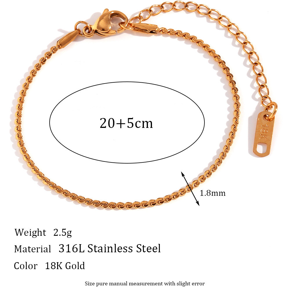 Stainless Steel Titanium Steel Elegant Simple Style Geometric Plating Bracelets Anklet Necklace